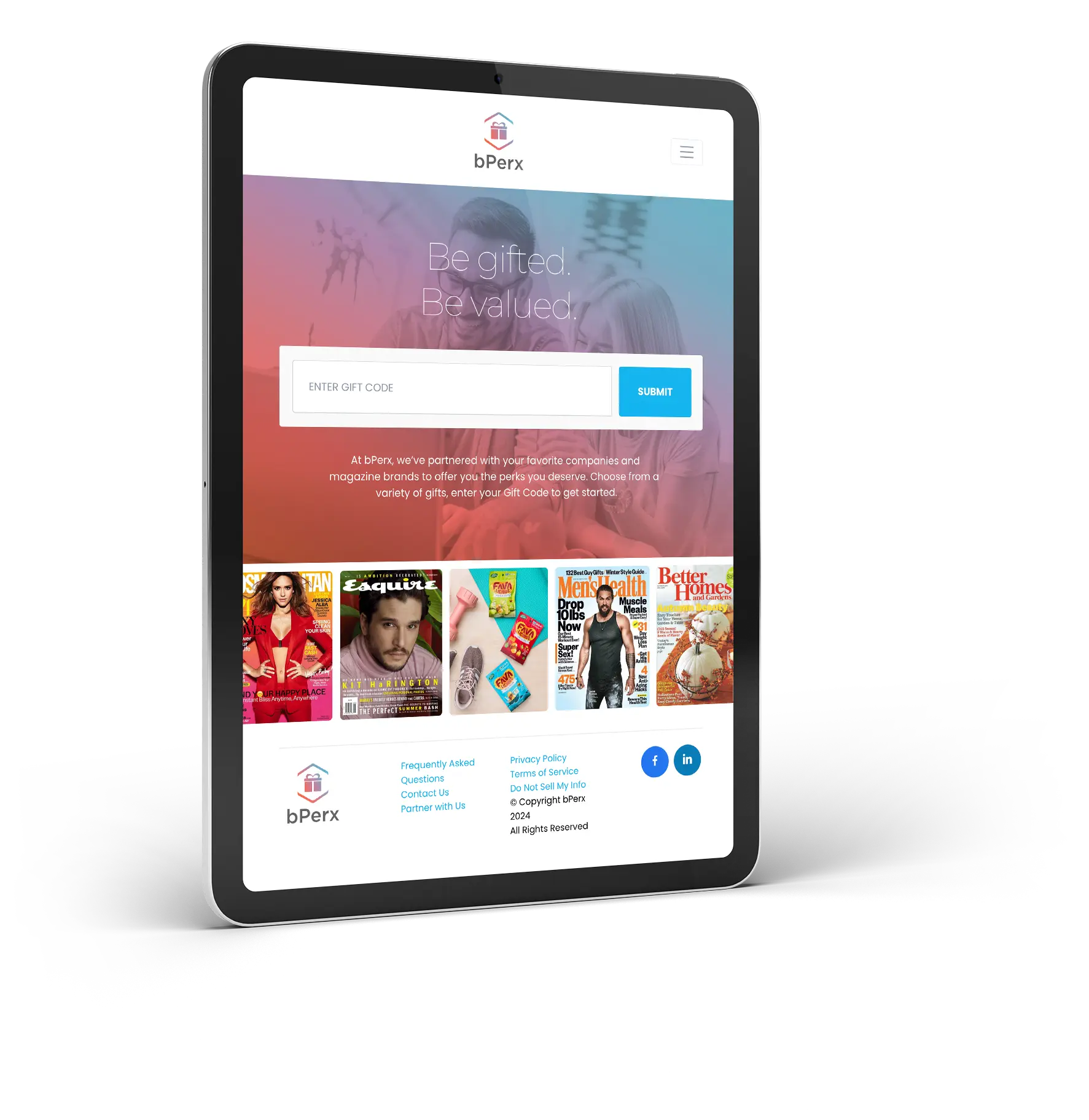 bPerx app shown on an iPad